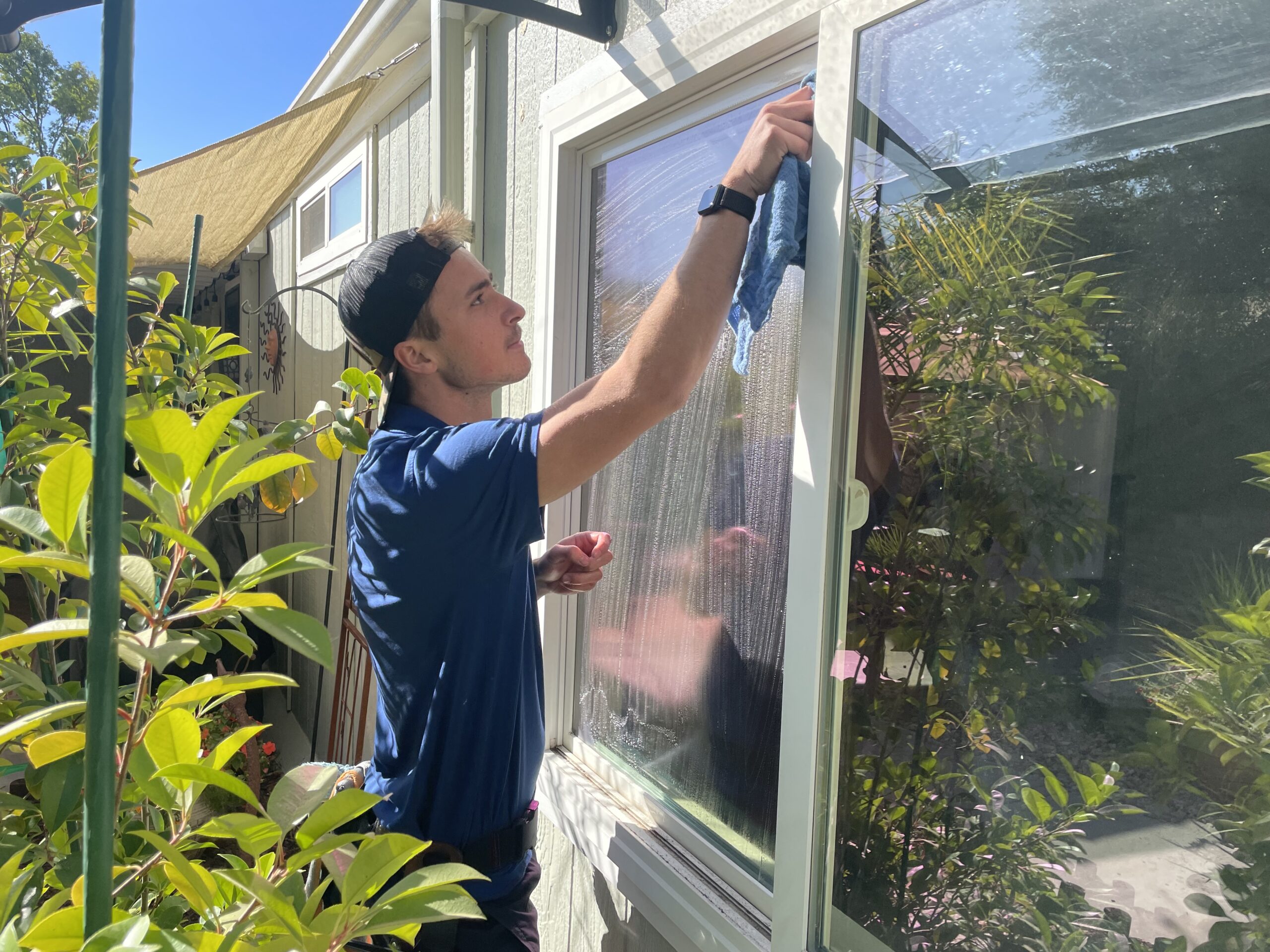 Residential window cleaning.
